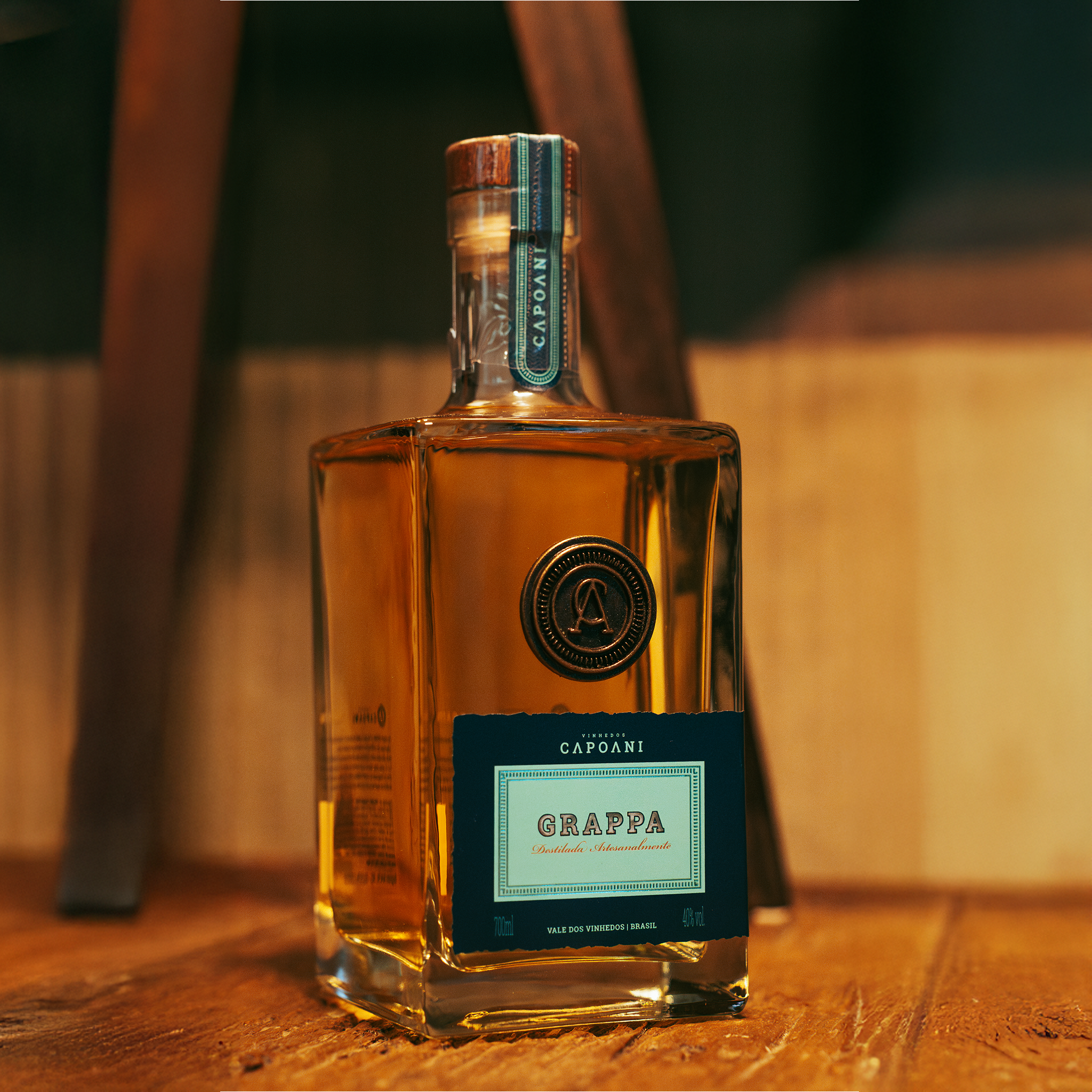 Grappa C/ Caixa de Madeira Personalizada Vinhedos Capoani